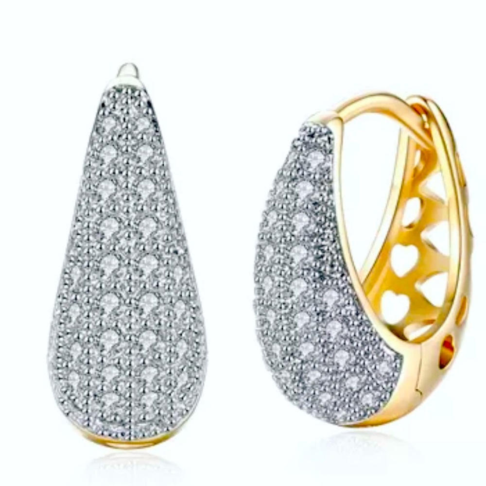 Yellow gold color earrings with CZ stones